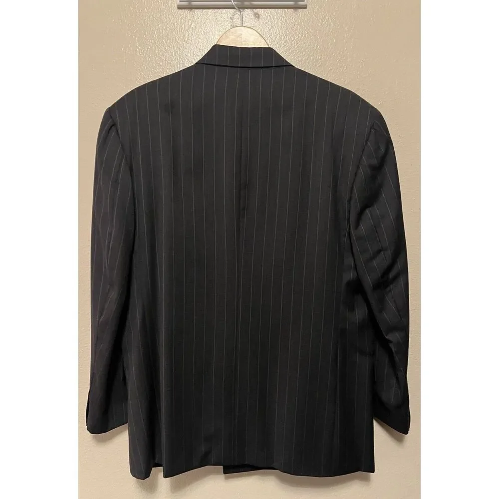 Vito Rufolo Italy Pinstripe Double Breasted Wool Blazer Dark Gray Men's Size 43